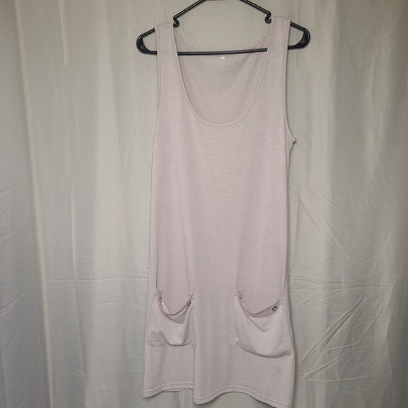 Unbranded Dresses & Skirts - Tank Shift Dress Women Large Gray Grommet Pocket Sleeveless Mini Layering Beach